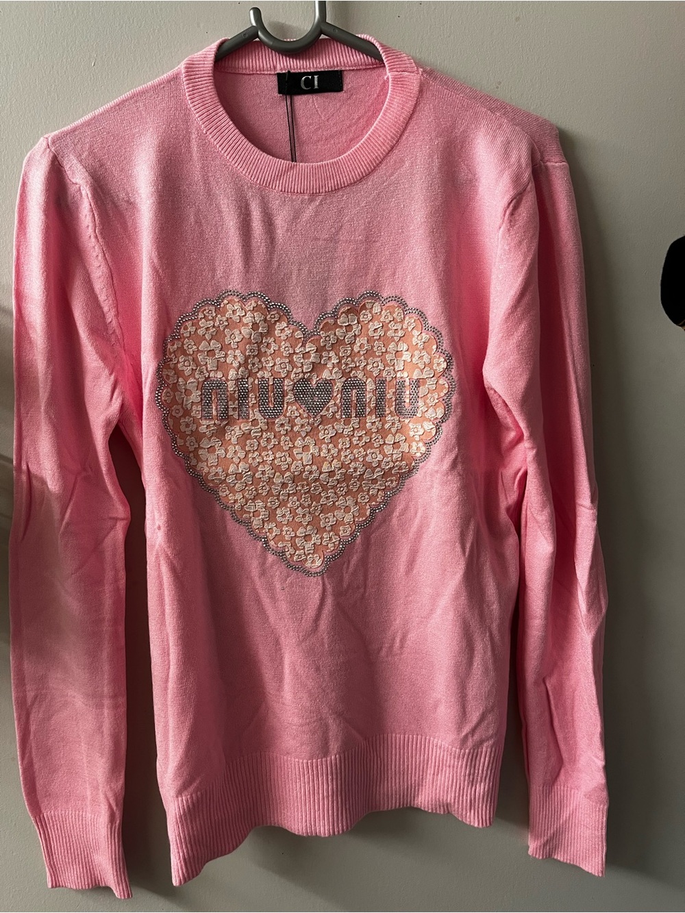 CH Pink Heart Crewneck Sweater NWT